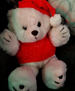 White Teddy Bear Plush Christmas/Winter